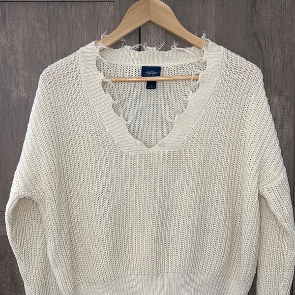 DAYTRIP Cotton Blend Distressed Trim Sweater Women’s Size Small - Picture 3 of 15